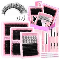 Kit de cachos de cílios YIDUO com cola e removedores 575 unidades D Curl