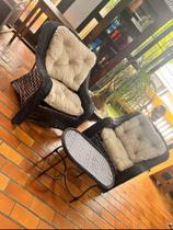 Kit de Cadeiras Poltronas Para Varanda Jardim 2 Cadeiras mais 1 mesinha Varanda Fibras