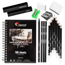 Kit de caderno de desenho Zenacolor completo com caderno de desenho A5 e lápis