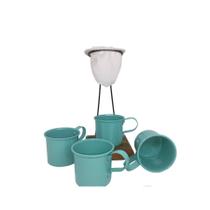 Kit de Café Egoista - Individual - 4 canecas Azul Claro - Demolição - feito a mão Kit de Café Egoista - Individual - 4 canecas Azul Claro - Demolição - feito a mão