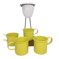 Kit De Café Individual- 4 Canecas Amarela - Coador Demolição