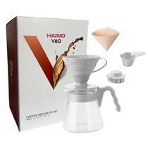 Kit de Cafeteira 4 Xícaras Gotas 600ml Cinza Claro V60 Hario
