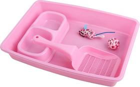 Kit de caixa de areia para gatos PAWISE 27x37 cm, entrada baixa, 5 peças