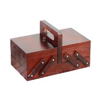 Kit De Caixa De Costura De Madeira Expansível Com Alça Para Armazenamento De Bordados E Roupas DIY