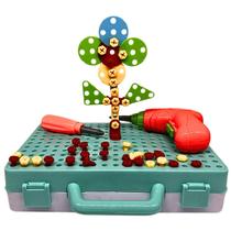 Kit de Caixa de Ferramentas Brinquedo Maleta Creative Com Parafusadeira e 199 Peças