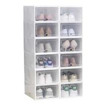 Kit de Caixas Organizadora Para Sapatos e Tênis Preto ou Branco Empalhável com Tampa Flip com 3, 6, 9, 12, 15, 18 ou 24