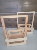 Kit de caixote de madeira com alça 2 unidades