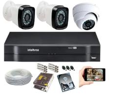 Kit De Câmeras Intelbras Com 2 Bullet Externas e 1 Dome Interna DVR Híbrido MHDX C/Hd 250gb