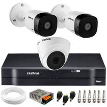 Kit De Câmeras Intelbras Com 2 Bullet Externas e 1 Dome Interna DVR Híbrido MHDX S/Hd