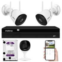 Kit de Câmeras WiFi Full HD Intelbras com NVR e HD 1TB Purple 1 Interna 2 Externas
