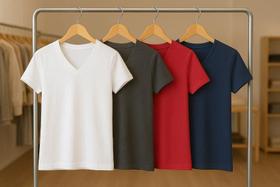 Kit de camiseta feminina sem estampa, ótima para Personalizar 4 Peças Gola V Kit de camiseta feminina sem estampa, ótima para Personalizar 4 Peças Gola V