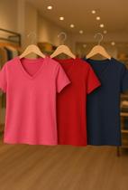 Kit de camisetas básicas Feminina revenda 3 peças. envio rápido