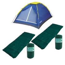 Kit de Camping ou Praia Barraca Azul para 3 Pessoas + 2 Sacos de Dormir MOR