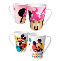 Kit de Canecas Infantil Mickey e Minnie Disney Suco Café Refri