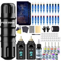 Kit de Caneta de Tatuagem Vidattx com 2 Baterias, 20 Agulhas e 11 Tintas Kit de Caneta de Tatuagem Vidattx com 2 Baterias, 20 Agulhas e 11 Tintas