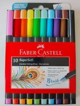 Kit de caneta Faber-Castell brush super soft com 10 cores