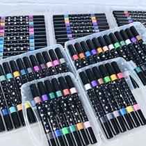 Kit de Canetas Canetinhas Marcadores Ponta Dupla Touch Love Glitter Metálicas 36 Canetas 72 Cores