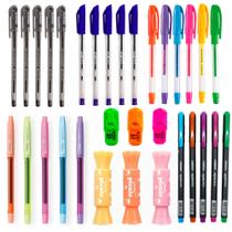 Kit de Canetas Coloridas Esferografica Gel Marca Texto 32 Unidades - Leo e Leo Kit de Canetas Coloridas Esferografica Gel Marca Texto 32 Unidades - Leo e Leo