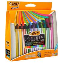 Kit de Canetas Esferográficas Com 10 Unidades Cores & Sentimentos Bic