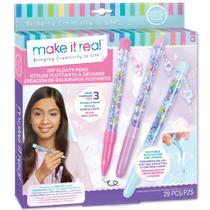 Kit de Canetas Flutuantes DIY Make It Real Create - 3 Canetas com Glitter (8+)