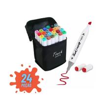 Kit De Canetas Marcador Permanente Ponta Dupla - 24 Cores