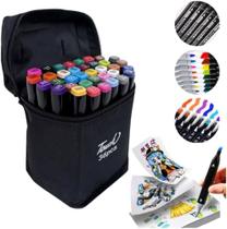Kit de Canetas Marcador Permanente Ponta Dupla 36 cores