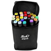 Kit De Canetas Marcador Permanente Ponta Dupla Touch 24Cores - Chemaster Kit De Canetas Marcador Permanente Ponta Dupla Touch 24Cores - Chemaster