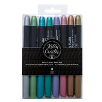 Kit de Canetas Ponta Pincel Metálico para Caligrafia Metallic Jewel Brush 8 unidades - We R Kit de Canetas Ponta Pincel Metálico para Caligrafia Metallic Jewel Brush 8 unidades - We R