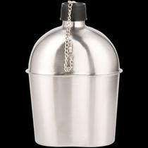 Kit de Cantil Militar Inox com Garrafa, Copo e Spork - Capa de Nylon Verde
