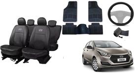 Kit de Capa de Couro HB 20 14-18 + Capa de Volante + Tapetes de Alta Performance