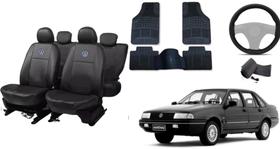 Kit de Capa de Couro Santana 00-06 + Tapete de Qualidade + Capa de Volante