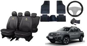 Kit de Capa de Couro + Tapetes para Oroch 17-23 + Capa de Volante