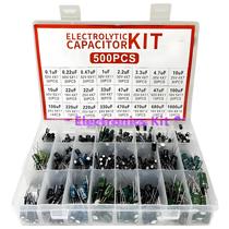 Kit De Capacitores Eletrolíticos DIP Mistos 500PCS 10V 16V 25V 50V 0.1uF-1000uF 24 Valores