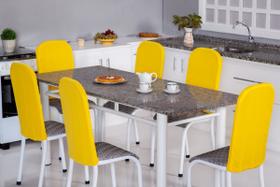 Kit de Capas de Cadeira Tubular de Cozinha para Decorar e Renovar Malha Gel 4 Peças Amarela