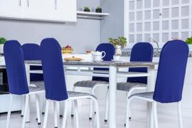 Kit de Capas de Cadeira Tubular de Cozinha para Decorar e Renovar Malha Gel 4 Peças Azul Royal
