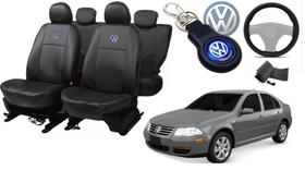 Kit de Capas de Couro de Designer para Bora 2005 - Couro Impermeável + Chaveiro + Capa de Volante