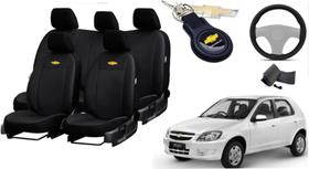 Kit de Capas de Couro de Designer para Celta 2000 - Couro Impermeável + Chaveiro + Capa de Volante Kit de Capas de Couro de Designer para Celta 2000 - Couro Impermeável + Chaveiro + Capa de Volante