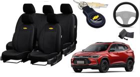 Kit de Capas de Couro de Designer para Tracker 2021 - Couro Impermeável + Chaveiro + Capa de Volante