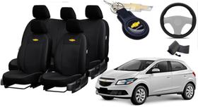 Kit de Capas de Couro de Luxo para Onix 2015 - Couro Impermeável + Chaveiro + Capa de Volante