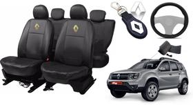 Kit de Capas de Couro Impermeável Renault Duster 2012 a 2013 com Capa de Volante e Chaveiro
