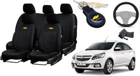 Kit de Capas de Couro para Agile 2013 - Couro Impermeável + Chaveiro + Capa de Volante Kit de Capas de Couro para Agile 2013 - Couro Impermeável + Chaveiro + Capa de Volante