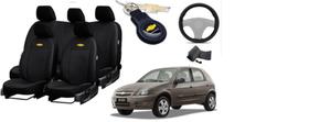 Kit de Capas de Couro para Celta 2008 - Couro Impermeável + Chaveiro + Capa de Volante