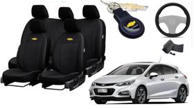 Kit de Capas de Couro para Cruze 2017 - Couro Impermeável + Chaveiro + Capa de Volante