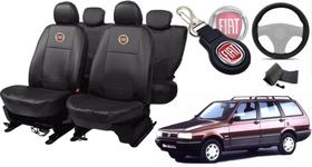 Kit de Capas de Couro para Elba 1995-1996 - Couro Impermeável + Chaveiro + Capa de Volante
