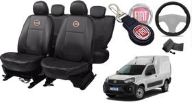 Kit de Capas de Couro para Fiorino 2014-2015 - Couro Impermeável + Chaveiro + Capa de Volante