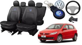 Kit de Capas de Couro para Gol 2010 - Couro Impermeável + Chaveiro + Capa de Volante