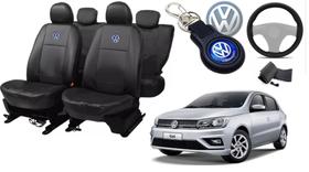 Kit de Capas de Couro para Gol 2017 - Couro Impermeável + Chaveiro + Capa de Volante Kit de Capas de Couro para Gol 2017 - Couro Impermeável + Chaveiro + Capa de Volante