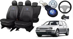 Kit de Capas de Couro para Golf 2001 - Couro Impermeável + Chaveiro + Capa de Volante Kit de Capas de Couro para Golf 2001 - Couro Impermeável + Chaveiro + Capa de Volante