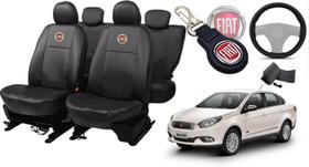 Kit de Capas de Couro para Grand Siena 2012 a 2013 - Couro Impermeável + Chaveiro + Capa de Volante Kit de Capas de Couro para Grand Siena 2012 a 2013 - Couro Impermeável + Chaveiro + Capa de Volante