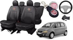 Kit de Capas de Couro para Idea 2008 a 2009 - Couro Impermeável + Chaveiro + Capa de Volante